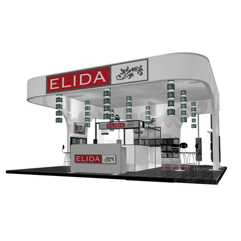 A large trade show exhibit rentals for Elida booth.