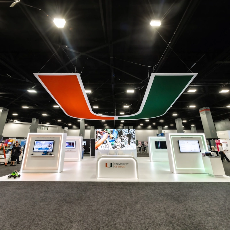 A large room with trade show displays Miami